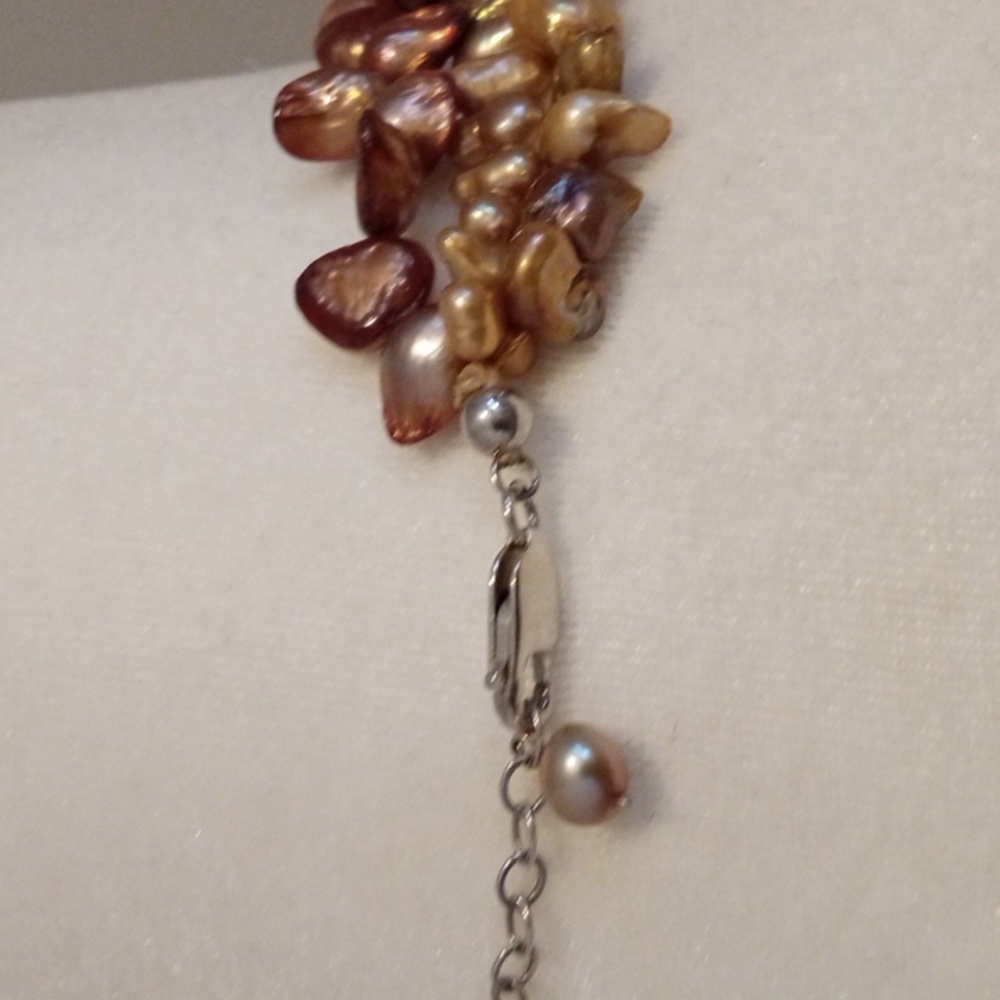 3 Strand Baroque Freshwater Pearl Necklace - Picture 4 of 5